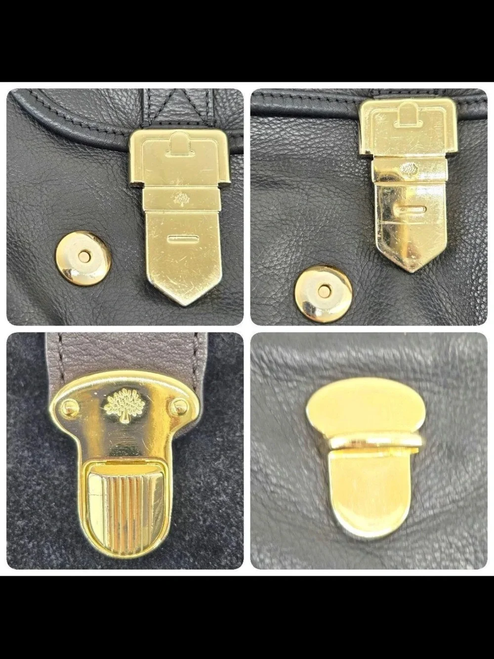 Mulberry Black Leather Satchel with Gold Hardware